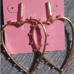 Gold-Tone Outline Heart Hoop Earrings